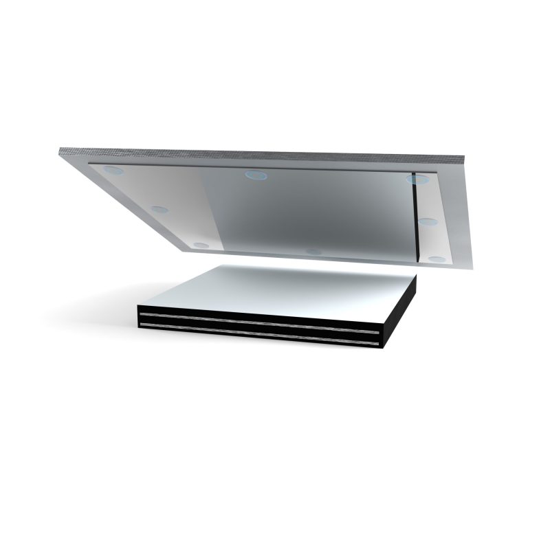 Heavy-duty laminated slide bearing assembly with PTFE sliding surface for bridge and structural expansion.